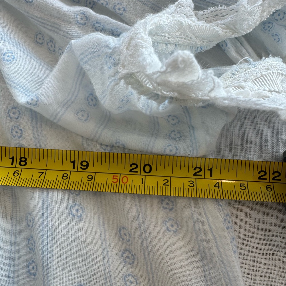 DOÉN Frederica 🦋 Babydoll Blouse, Blue and white, Lace, Size L, Sold Out